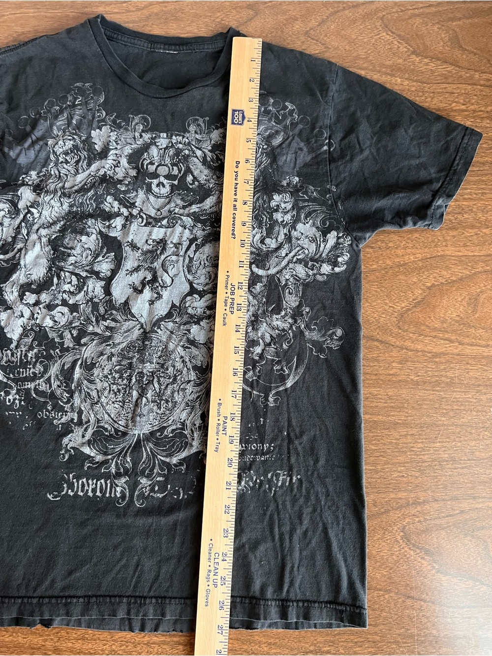 Y2K Gothic Lions Skull Crest Faded Black Graphic T-Shirt Mens M Distressed Goth - Picture 4 of 7